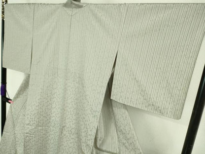 平和屋着物▽極上 小紋 単衣 もじり織 白根沢 涼風 蜻蛉 とんぼ 灰白色地 逸品 未使用 DZAA9677kh5