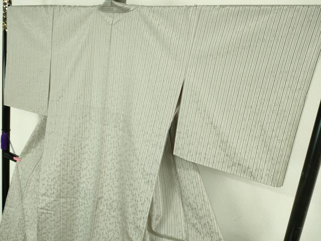 平和屋着物▽極上 小紋 単衣 もじり織 白根沢 涼風 蜻蛉 とんぼ 灰白色地 逸品 未使用 DZAA9677kh5