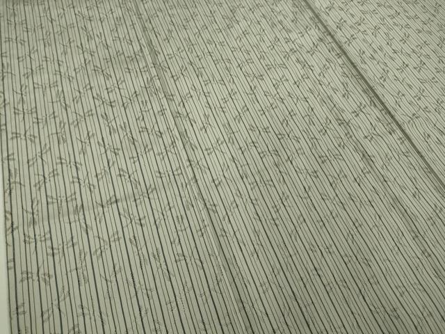 平和屋着物▽極上 小紋 単衣 もじり織 白根沢 涼風 蜻蛉 とんぼ 灰白色地 逸品 未使用 DZAA9677kh5