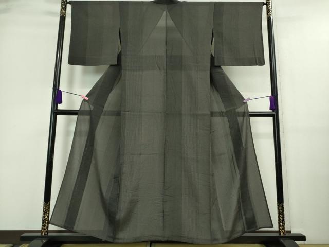 平和屋着物＊極上 夏物 紗紬 縞 黒地 逸品 DZAA9681kh5