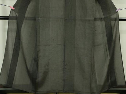 平和屋着物＊極上 夏物 紗紬 縞 黒地 逸品 DZAA9681kh5