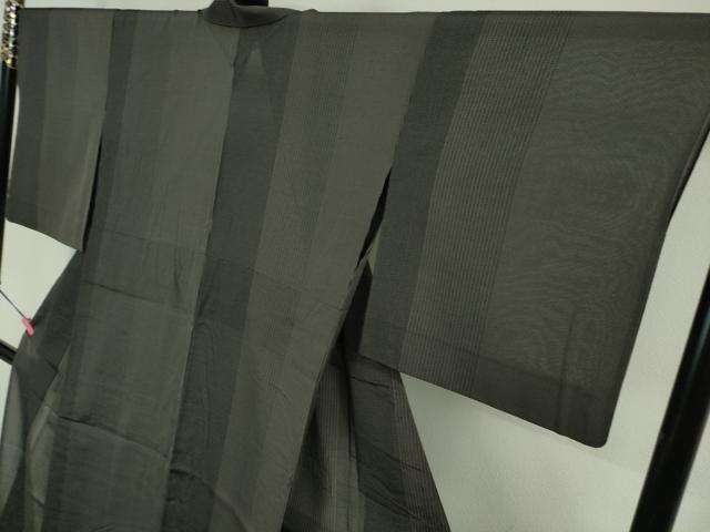 平和屋着物＊極上 夏物 紗紬 縞 黒地 逸品 DZAA9681kh5