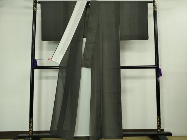 平和屋着物＊極上 夏物 紗紬 縞 黒地 逸品 DZAA9681kh5
