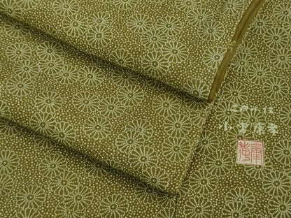 平和屋本店■極上　人間国宝 小宮康孝　江戸小紋　菊　柳茶色地　三越扱い　逸品　未使用　DZAA9684kh5