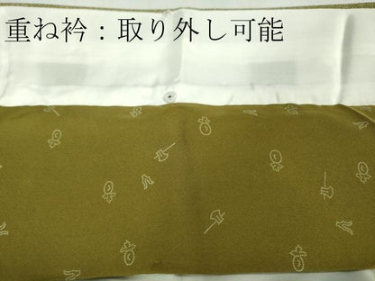 平和屋本店■極上　人間国宝 小宮康孝　江戸小紋　菊　柳茶色地　三越扱い　逸品　未使用　DZAA9684kh5