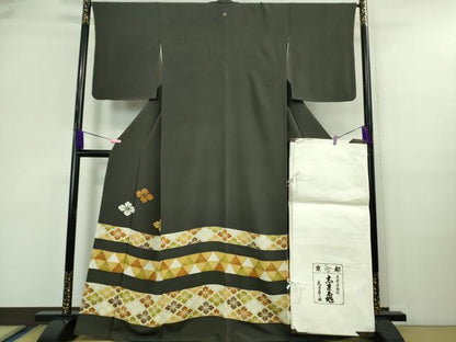 平和屋本店■極上　銀座　志ま亀　訪問着　花菱　蝉色地　たとう紙付き　逸品　DZAA9687kh5