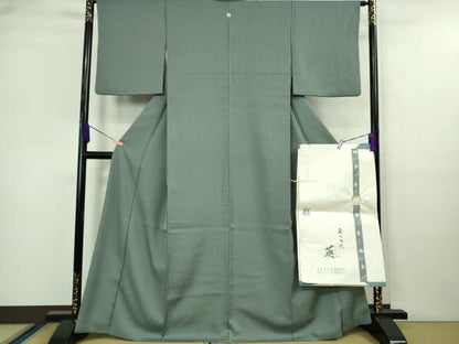 平和屋着物■極上　洗える最高級着物　＜英＞はなぶさ謹製　色無地　藍鼠色　たとう紙付き　逸品　DZAA9690kh5