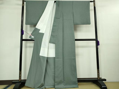 平和屋着物■極上　洗える最高級着物　＜英＞はなぶさ謹製　色無地　藍鼠色　たとう紙付き　逸品　DZAA9690kh5