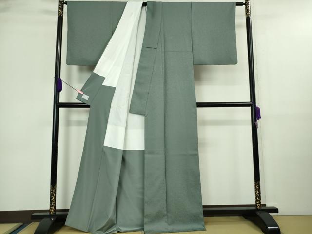 平和屋着物■極上　洗える最高級着物　＜英＞はなぶさ謹製　色無地　藍鼠色　たとう紙付き　逸品　DZAA9690kh5