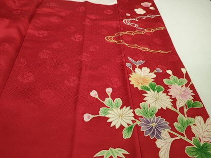 平和屋本店■極上　銀座新松　振袖　友禅　駒刺繍　風景花文　金彩　逸品　DZAA9694kh5