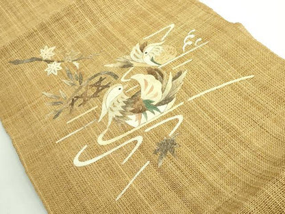 平和屋本店＊極上 夏物 科布 蓑虫工芸作家 田尾笛秋 八寸名古屋帯 流水鴛鴦 逸品 DZAA9700kh5