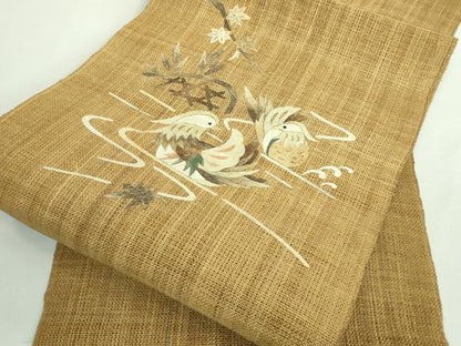 平和屋本店＊極上 夏物 科布 蓑虫工芸作家 田尾笛秋 八寸名古屋帯 流水鴛鴦 逸品 DZAA9700kh5