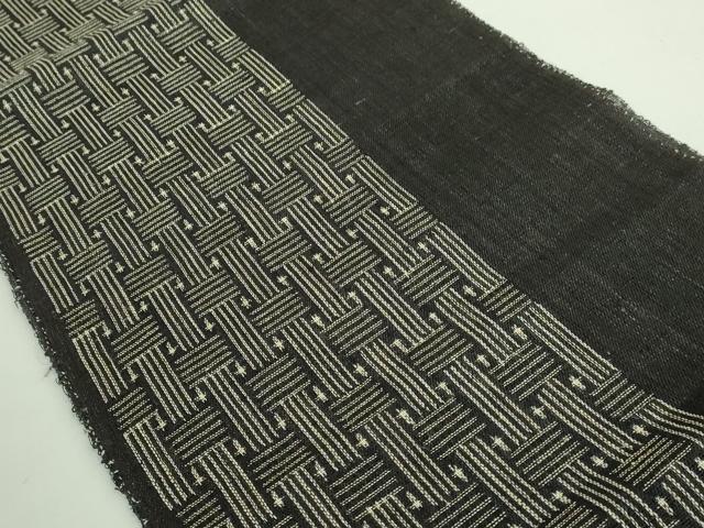 平和屋本店＊極上 夏物 石川県指定無形文化財 能登上布 本麻手織上布 八寸名古屋帯 間道 黒地 麻 逸品 DZAA9705kh5