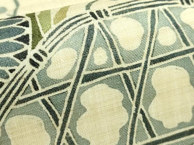 平和屋着物＊極上 夏物 九寸名古屋帯 型染 籬立波花文 葵 麻 逸品 DZAA9706kh5