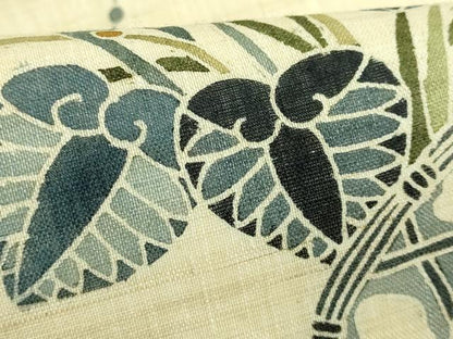 平和屋着物＊極上 夏物 九寸名古屋帯 型染 籬立波花文 葵 麻 逸品 DZAA9706kh5