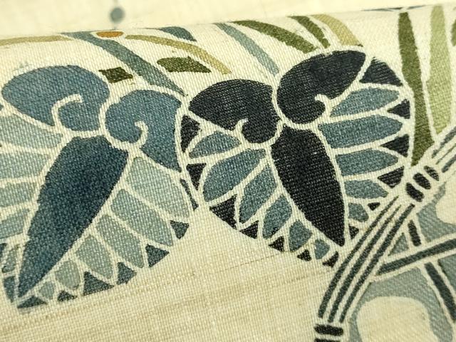 平和屋着物＊極上 夏物 九寸名古屋帯 型染 籬立波花文 葵 麻 逸品 DZAA9706kh5