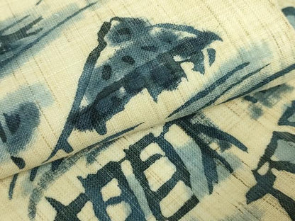 平和屋着物＊極上 夏物 九寸開き名古屋帯 藍 風景文 麻 逸品 DZAA9707kh5
