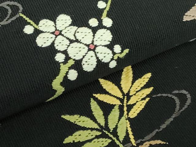 平和屋着物■極上　九寸名古屋帯　唐織　宝尽くし花文　黒地　逸品　DZAA9713kh5