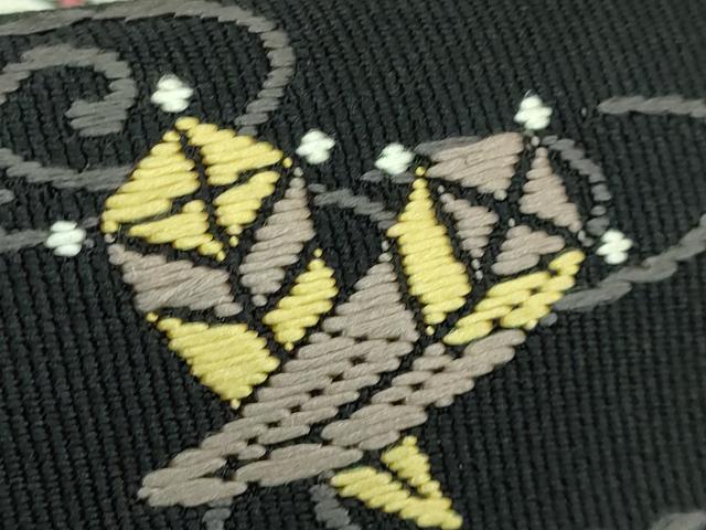 平和屋着物■極上　九寸名古屋帯　唐織　宝尽くし花文　黒地　逸品　DZAA9713kh5