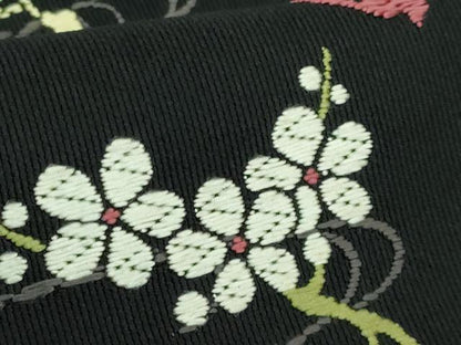 平和屋着物■極上　九寸名古屋帯　唐織　宝尽くし花文　黒地　逸品　DZAA9713kh5