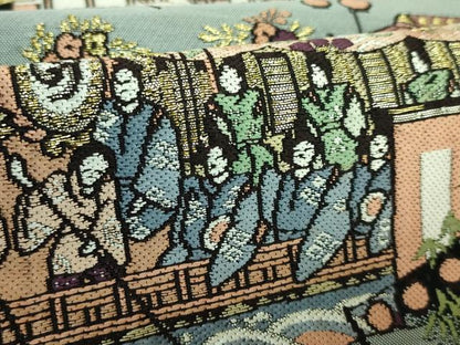平和屋着物●極上　澤屋重兵衛　六通柄袋帯　唐織　人物風景　黒地　逸品　DZAA9727kh5