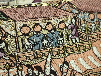 平和屋着物●極上　澤屋重兵衛　六通柄袋帯　唐織　人物風景　黒地　逸品　DZAA9727kh5