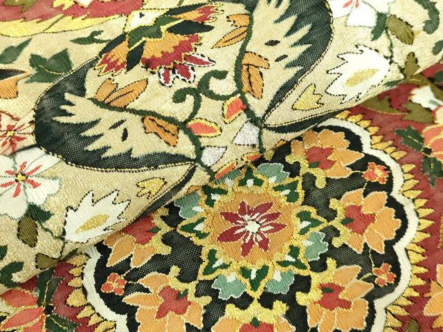 平和屋本店■最高級　明綴れ　全通柄袋帯　正倉院花文　金糸　逸品　DZAA9749kh5