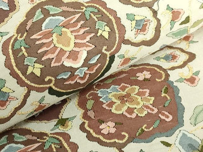 期間限定セール20％off●最高級　明綴れ　全通柄袋帯　正倉院花文　金糸　逸品　DZAA9750kh5