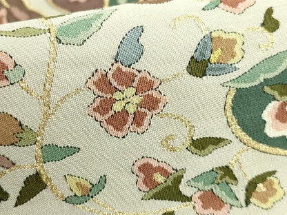 期間限定セール20％off●最高級　明綴れ　全通柄袋帯　正倉院花文　金糸　逸品　DZAA9750kh5