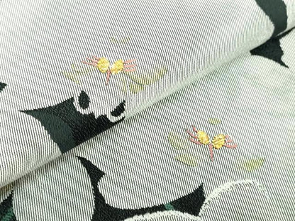 平和屋着物■極上　六通柄袋帯　胡蝶蘭　黒地　金糸　逸品　DZAA9771kh5