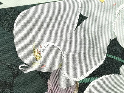 平和屋着物■極上　六通柄袋帯　胡蝶蘭　黒地　金糸　逸品　DZAA9771kh5
