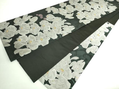 平和屋着物■極上　六通柄袋帯　胡蝶蘭　黒地　金糸　逸品　DZAA9771kh5