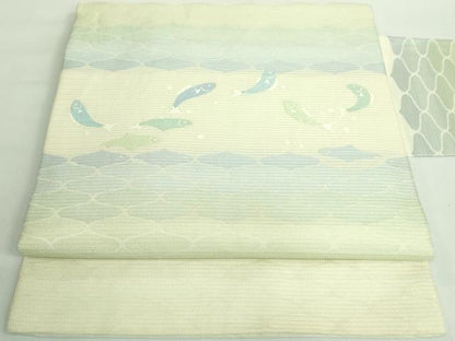 平和屋着物＊極上 夏物 西陣 川島織物 九寸名古屋帯 魚 逸品 DZAA9779kh5