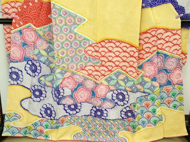 平和屋本店■極上　本疋田絞り　振袖　霞青海波花文　逸品　DZAA9831kh5