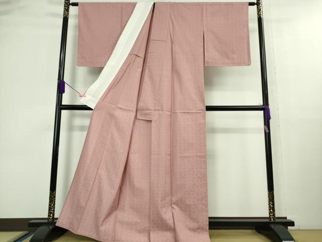平和屋着物▽極上 お召 単衣 鳳凰唐草地紋 薄紅色地 逸品 未使用 DZAA9834kh5