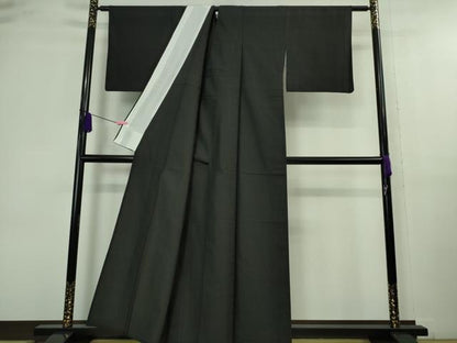 平和屋着物▽極上 お召 単衣 よろけ市松地紋 黒地 逸品 DZAA9837kh5