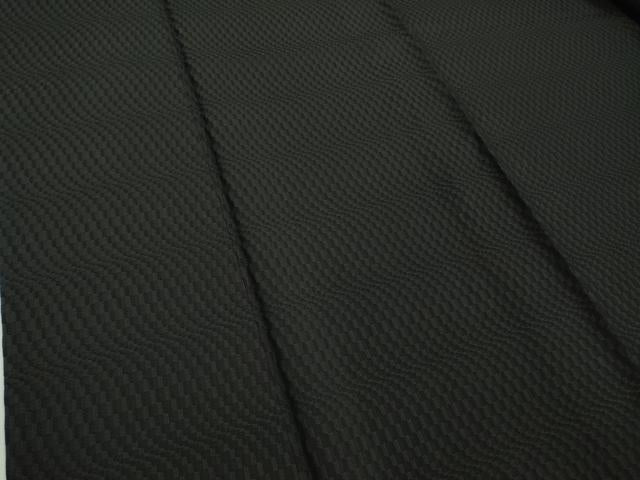 平和屋着物▽極上 お召 単衣 よろけ市松地紋 黒地 逸品 DZAA9837kh5