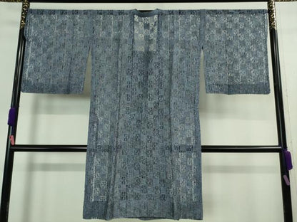 平和屋着物▽極上 本場奄美大島本泥染 赤塚次男 道行コート スリーシーズン 春夏秋 塵除け ロング丈 レース 証紙付き 逸品 DZAA9841kh5