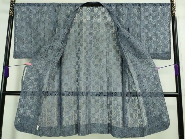 平和屋着物▽極上 本場奄美大島本泥染 赤塚次男 道行コート スリーシーズン 春夏秋 塵除け ロング丈 レース 証紙付き 逸品 DZAA9841kh5
