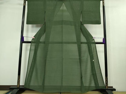 平和屋着物＊極上 夏物 本塩沢 夏塩沢 作家物 変わり絽 緑青色 反端付き 逸品 未使用 DZAA9847kh5
