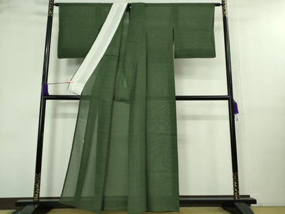 平和屋着物＊極上 夏物 本塩沢 夏塩沢 作家物 変わり絽 緑青色 反端付き 逸品 未使用 DZAA9847kh5
