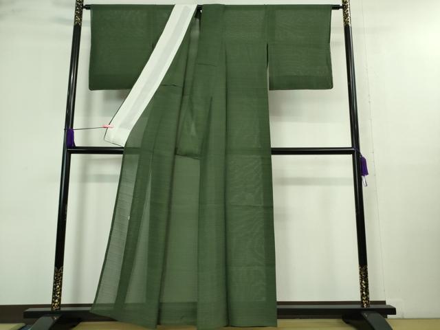 平和屋着物＊極上 夏物 本塩沢 夏塩沢 作家物 変わり絽 緑青色 反端付き 逸品 未使用 DZAA9847kh5