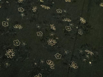 平和屋着物▽極上 訪問着 単衣 総刺繍 花丸文 黒地 金糸 逸品 未使用 DZAA9850kh5