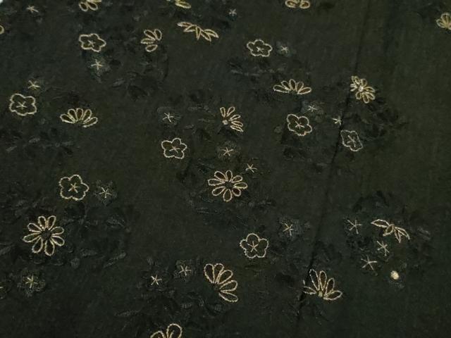 平和屋着物▽極上 訪問着 単衣 総刺繍 花丸文 黒地 金糸 逸品 未使用 DZAA9850kh5