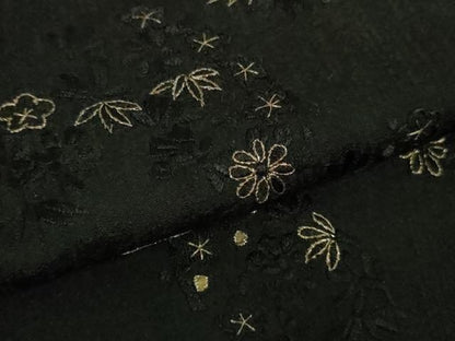 平和屋着物▽極上 訪問着 単衣 総刺繍 花丸文 黒地 金糸 逸品 未使用 DZAA9850kh5