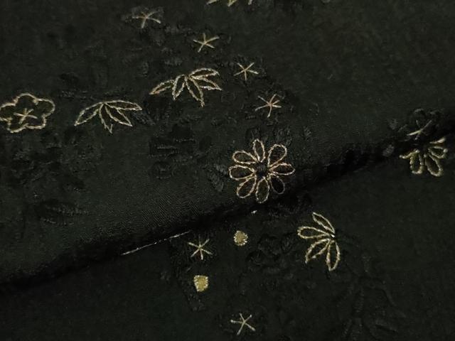 平和屋着物▽極上 訪問着 単衣 総刺繍 花丸文 黒地 金糸 逸品 未使用 DZAA9850kh5