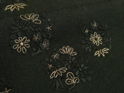 平和屋着物▽極上 訪問着 単衣 総刺繍 花丸文 黒地 金糸 逸品 未使用 DZAA9850kh5