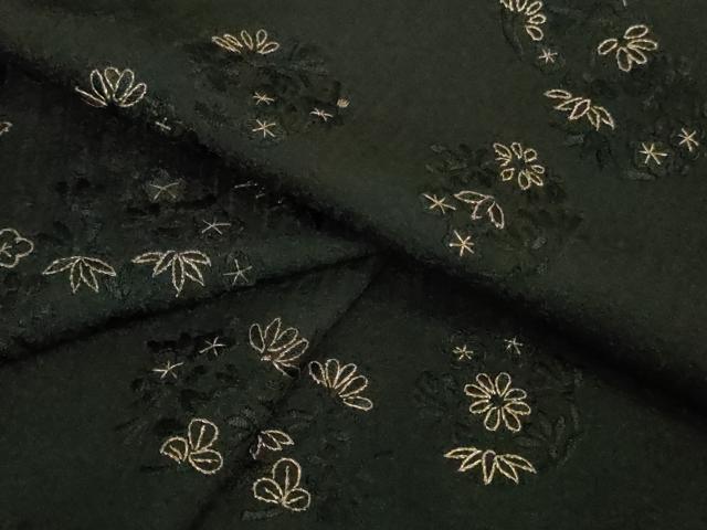 平和屋着物▽極上 訪問着 単衣 総刺繍 花丸文 黒地 金糸 逸品 未使用 DZAA9850kh5