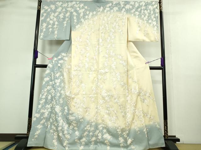 平和屋本店●極上　訪問着　総手刺繍　枝垂れ桜　暈し染め　金糸　逸品　DZAA9851kh5