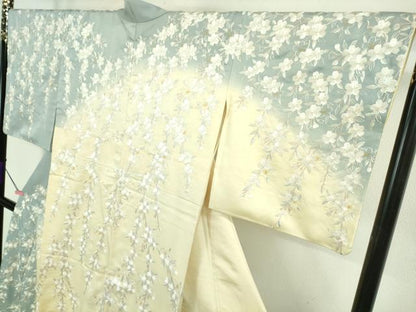 平和屋本店●極上　訪問着　総手刺繍　枝垂れ桜　暈し染め　金糸　逸品　DZAA9851kh5